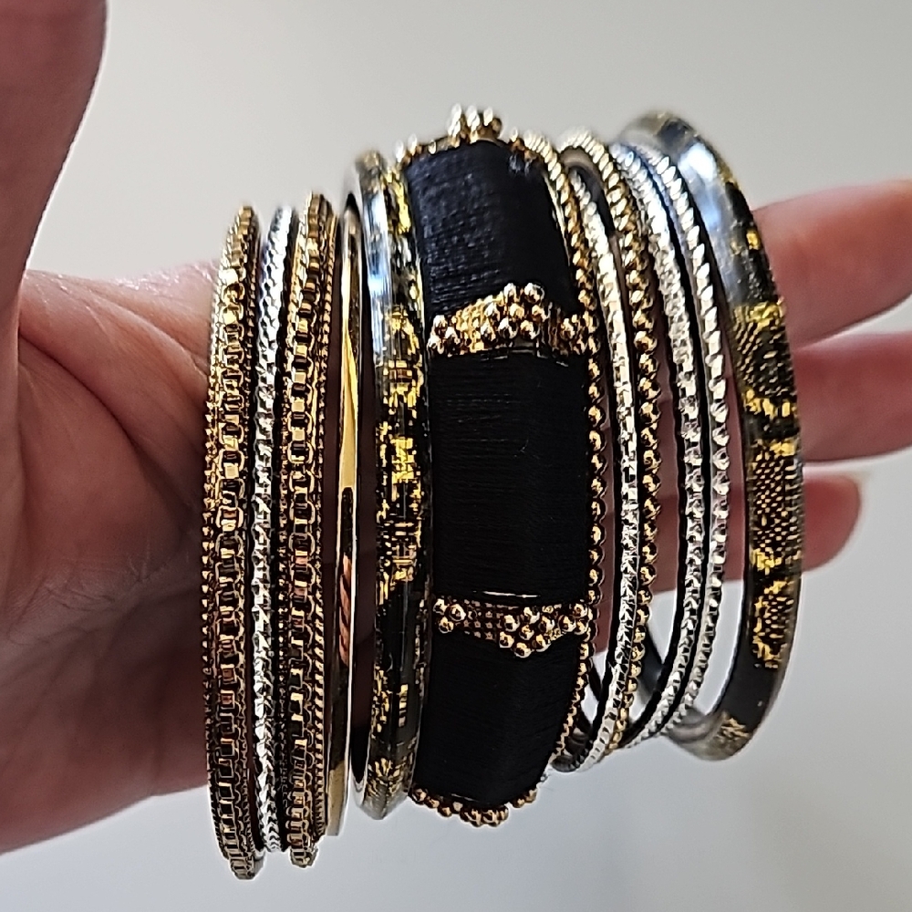 Elegant Gold and Silver Bangle Set